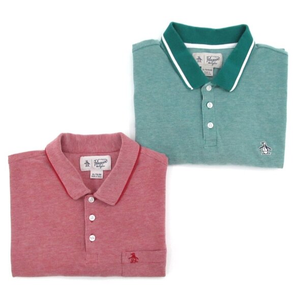 Lot of 2 Penguin by MunsingWear Men’s Polo Shirts XL Green Red Short Sleeve Y2K - Picture 1 of 16